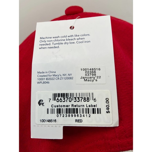 Club Room Embroidered Fishing Theme Baseball Cap Red Adjustable One Size NEW - Picture 5 of 7